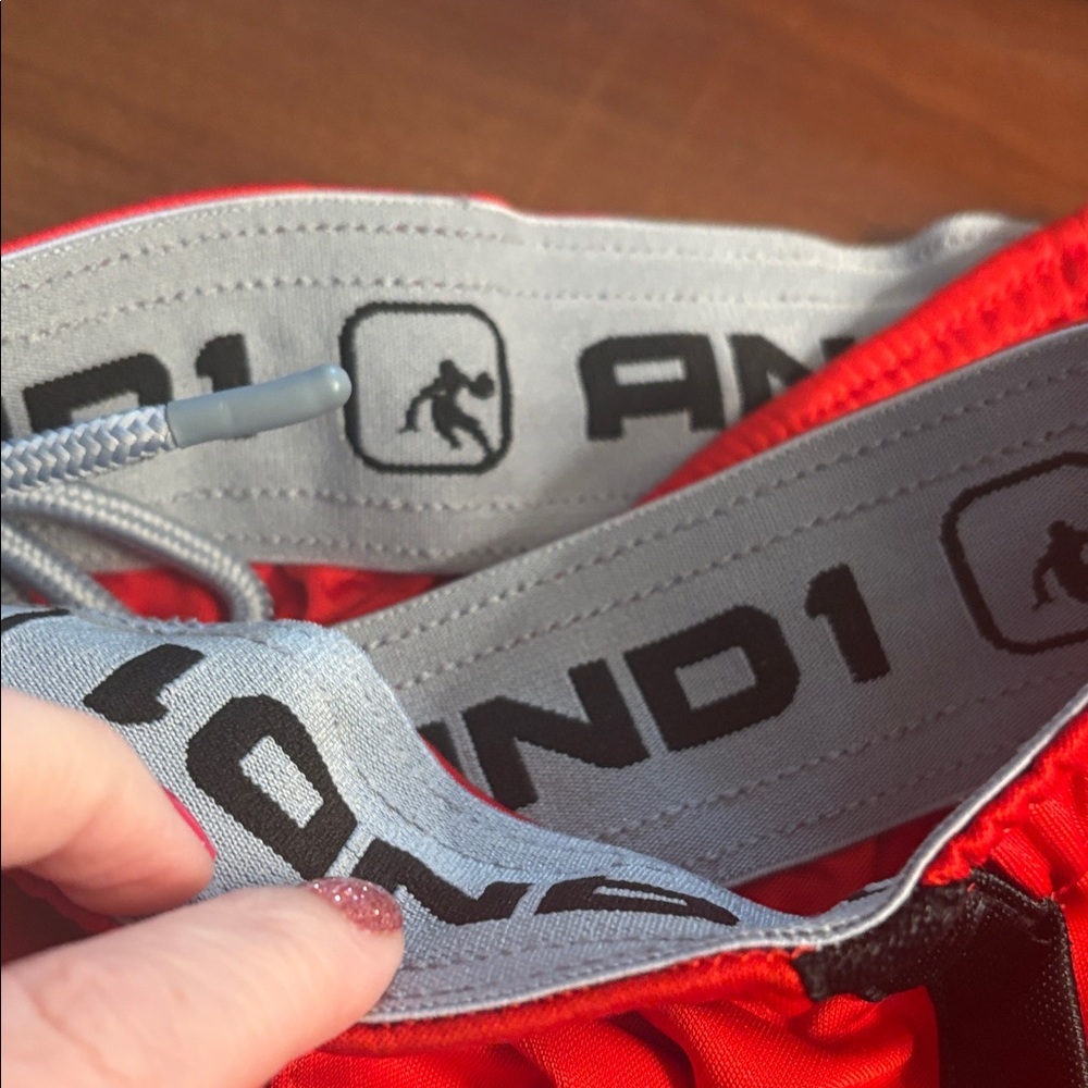 And1 Mens Red Joggers with Black Stripe pockets large - Picture 3 of 8